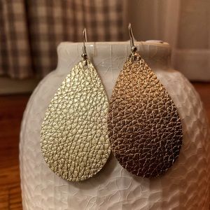 Metallic Gold Faux Leather Earrings